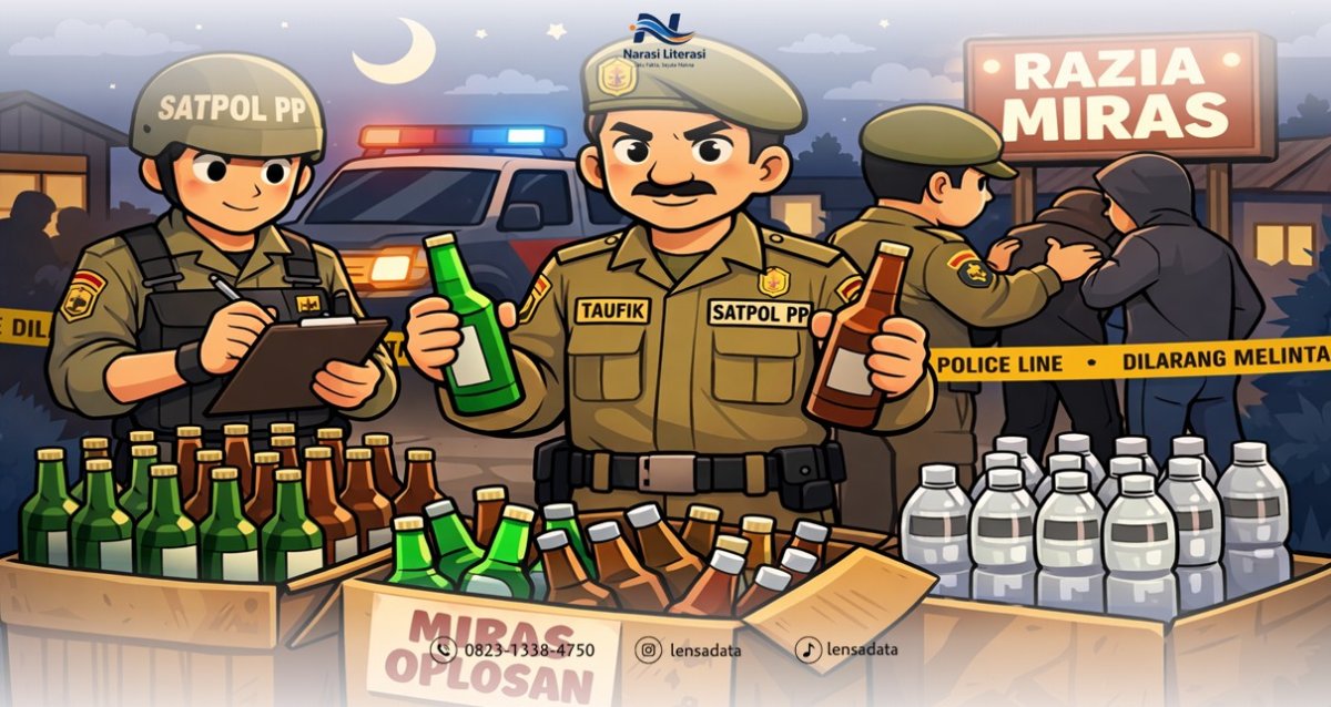Satpol PP Probolinggo Sita Ratusan Botol Miras Oplosan dalam Operasi Malam di Maron